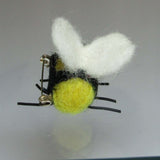 Bumble Bee Felt Wool Brooch, Curly Black Fringe, By Parade Handmade - Parade Handmade