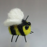 Bumble Bee Felt Wool Brooch, Curly Black Fringe, By Parade Handmade - Parade Handmade