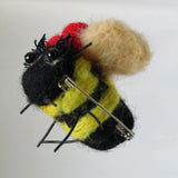 Bumble Bee with Red Fedora, Felt Brooch, By Parade Handmade - Parade Handmade