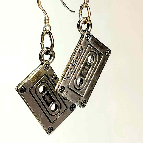 Cassette Charm Earrings in Silver by Lapanda Designs - Parade Handmade Ireland