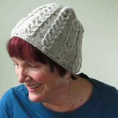 Celtic Knotwork Aran Hat In Beige Flecked Wool, By Jo's Knits