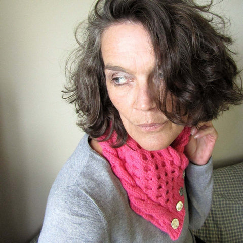 Cheeky Bubblegum Pink Aran Neckwarmer, By shoreline - Parade Handmade