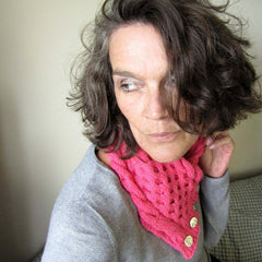 Cheeky Bubblegum Pink Aran Neckwarmer, By shoreline