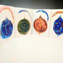 Christmas Cards 4 Pack White, Baubles, by Parade Handmade
