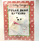 Christmas Polar Bear Keyring, 1.5" Knitted, By Ditsy Designs - Parade Handmade