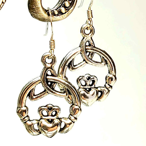 Claddagh Charm Earrings in Silver by Lapanda Designs - Parade Handmade