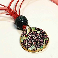 Clay Medallion Pendant, Floral Haze, by Lapanda Designs