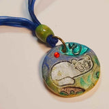 Clay Medallion Pendant, Happy Cat, by Lapanda Designs - Parade Handmade Ireland