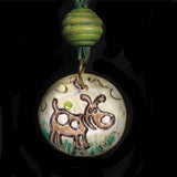 Clay Medallion Pendant, Happy Dog, by Lapanda Designs - Parade Handmade