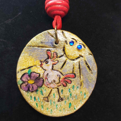 Clay Medallion Pendant, Morning Song, by Lapanda Designs - Parade Handmade
