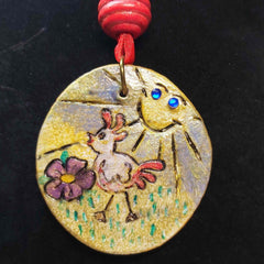 Clay Medallion Pendant, Morning Song, by Lapanda Designs