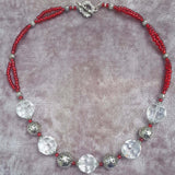 Clear Glass Bead Necklace With Red Detail, By Lapanda Designs - Parade Handmade