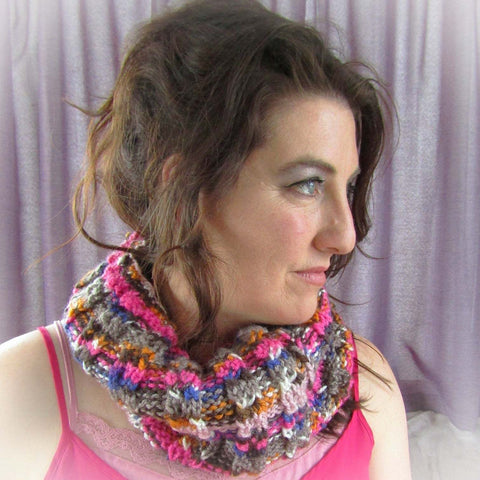 Colourful Cowl Scarf In Shades Of Pink & Brown, By Bridie Murray - Parade Handmade
