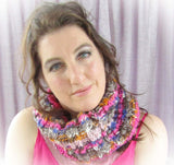 Colourful Cowl Scarf In Shades Of Pink & Brown, By Bridie Murray - Parade Handmade