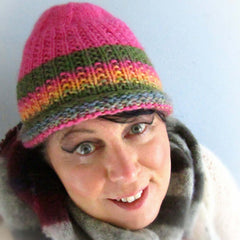 Colourful Handknit Wooly Hat With Stripes, By Shoreline