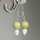 Connemara Marble and Pearl Boho Earrings by Lapanda Designs - Parade Handmade