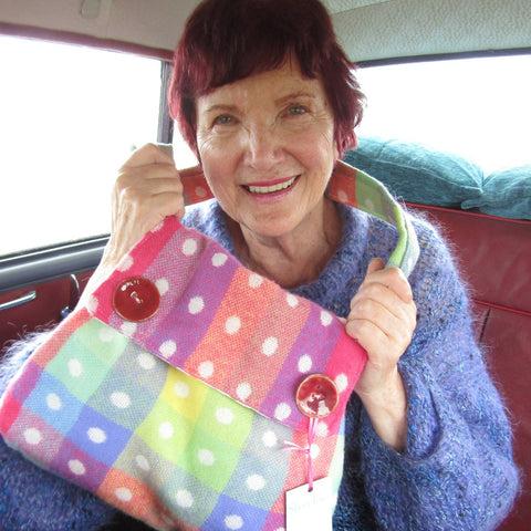 Crafty Polka-Dot Wool Handbag, By Shoreline - Parade Handmade