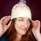 Cream Beanie with Bobble and Pink Hearts by Shoreline - Parade Handmade Newport Co Mayo Ireland