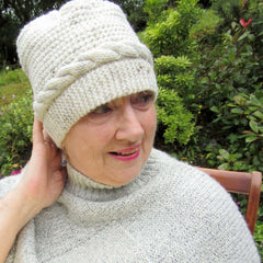 Cream Cable Hand Knit Hat, By Shoreline