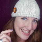 Pure Wool Hand Knitted Beanie with Ceramic Button in Cream - Med - by Shoreline - Parade Handmade Newport Co Mayo