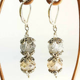 Silver and Topaz Coloured Crystal Earrings Vintage Style, By Lapanda Designs