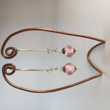 Drop Earrings Crystal Double In Pink and White, By Lapanda Designs