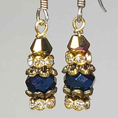 Crystal Earrings in Navy and Purple, Vintage Affair Petites, by Lapanda Designs