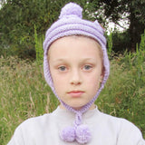 100% Wool cute pilot hat in lilac 4-6 yrs by Jo's Knits - Parade Handmade