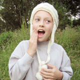 100% Wool cute pilot hat in cream 8-10 yrs by Jo's Knits - Parade Handmade