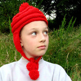 100% Wool cute pilot hat in bright red 8-10yrs by Jo's Knits - Parade Handmade Ireland