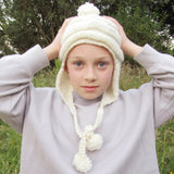 100% Wool cute pilot hat in cream 8-10 yrs by Jo's Knits - Parade Handmade Co Mayo