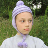 100% Wool cute pilot hat in lilac 4-6 yrs by Jo's Knits - Parade Handmade Ireland