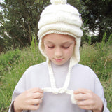 100% Wool cute pilot hat in cream 8-10 yrs by Jo's Knits - Parade Handmade Ireland