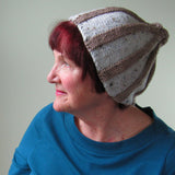 Cute Ribbed Hat In Beige & Flecked Cream Wool, By Jo's Knits - Parade Handmade