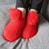 Cute and Snug Red Bobble Slippers, By Shoreline - Parade Handmade