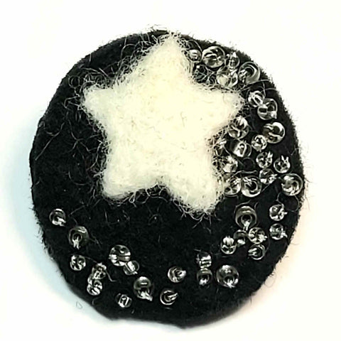 Dark Sky Pin Made of Felt and Beads by Parade Handmade Co Mayo West of Ireland