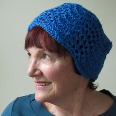 Delicate Sculpted Crocheted Hat In Deep Turquoise, Hats By Jo's Knits