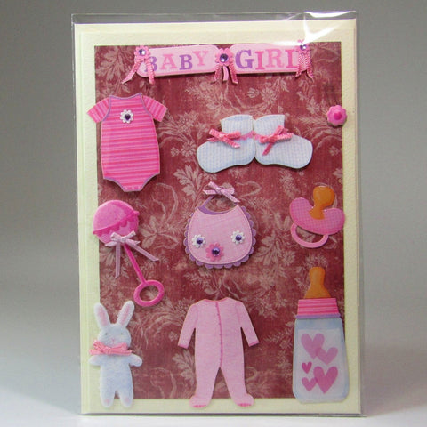 Deluxe, blank, 3D, pink baby card, by Ann Henrick - Parade Handmade