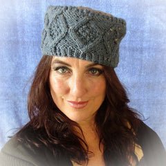 Denim Blue Hat. Traditional Aran Stitches, Hats By Jo's Knits