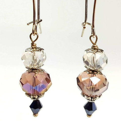 Drop Pink Crystal Earrings, By Lapanda Designs. Parade-Handmade