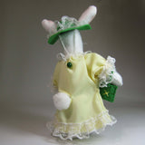 Adorable Handmade Easter Bunny in a pretty yellow dress and green hat by Ditsy Designs - Parade Handmade Ireland