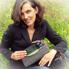 Elegant Grey and Blue Tartan Clutch, By Shoreline