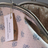 Elegant Handbag, in Beige with Blue Floral Detail, By Kira Szentivanyi - Parade Handmade