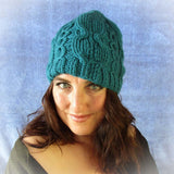 Elegant Rich Teal Blue Aran Knit Hat, By Jo's Knits - Parade Handmade