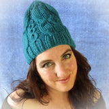 Elegant Rich Teal Blue Aran Knit Hat, By Jo's Knits - Parade Handmade