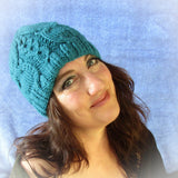 Elegant Rich Teal Blue Aran Knit Hat, By Jo's Knits - Parade Handmade