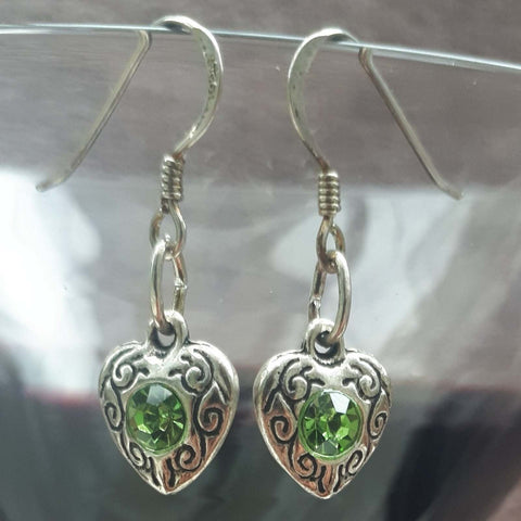 Emerald Green Heart Charm Earrings, By Lapanda Designs - Parade Handmade