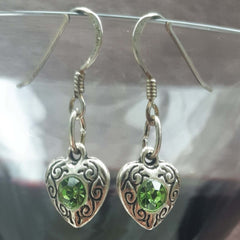 Emerald Green Heart Charm Earrings, By Lapanda Designs