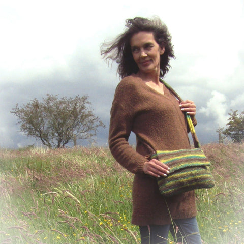 Fabulous Stripey Green Felt Shoulder Bag, By JaDa Crafts Ireland - Parade Handmade