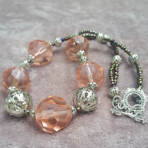 Faceted Peach Glam Glass Necklace, By Lapanda Designs - Parade Handmade